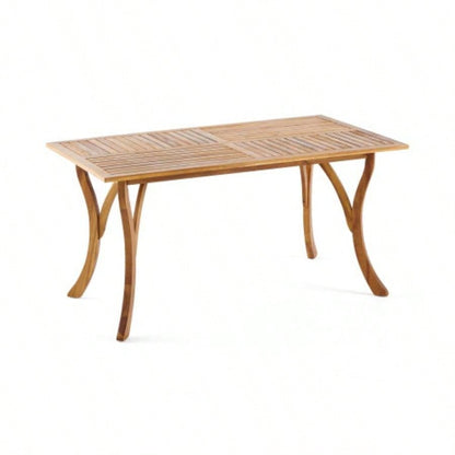 Outdoor 59 Inch Rectangular Solid Wood Table Dining Table, Teak