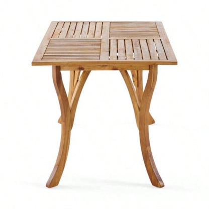 Outdoor 59 Inch Rectangular Solid Wood Table Dining Table, Teak