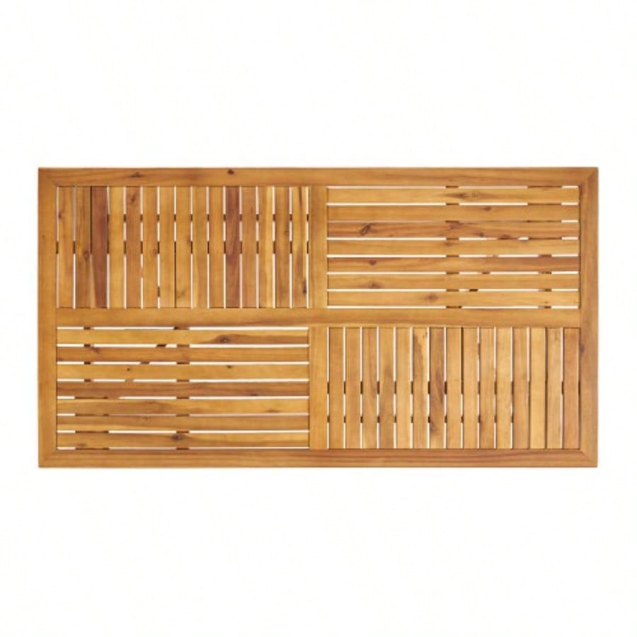 Outdoor 59 Inch Rectangular Solid Wood Table Dining Table, Teak