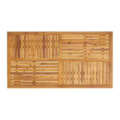 Outdoor 59 Inch Rectangular Solid Wood Table Dining Table, Teak