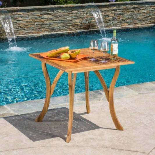 Outdoor Acacia Wood Square Dining Table - 31.50Lx 31.50x 30.00H - Natural brown