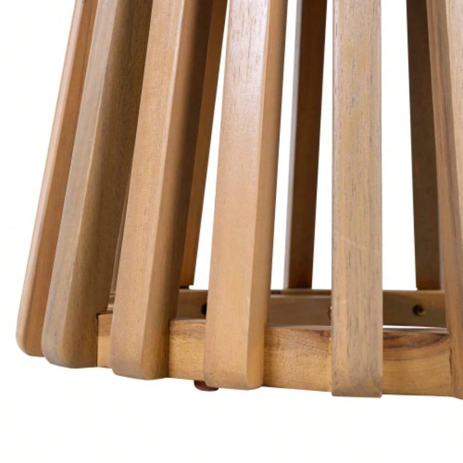 Outdoor Acacia Wood Patio Side Table, Round Coffee Table Backyard, Lawn, Balcony, Light Teak