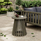 Outdoor Acacia Wood Patio Side Table, Round Coffee Table Backyard, Lawn, Balcony, Light Teak