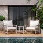 17.32 Bohemian Garden Accent Outdoor Side Table - Handwoven Rope with Powder - Coated Steel Frame, Glass Top, Small Patio End Table Drinks, Plants