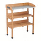 30x14.535.5 Potting Table/Metal Tabletop, 3 Layers Outdoor Work/Hook Garden, Solid Wood Workstation Garage