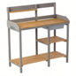 30x14.535.5 Potting Table/Metal Tabletop, 3 Layers Outdoor Work/Hook Garden, Solid Wood Workstation Garage