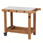 30x14.535.5 Potting Table/Metal Tabletop, 3 Layers Outdoor Work/Hook Garden, Solid Wood Workstation Garage