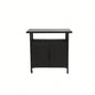 Outdoor Wicker Bar Cart, Patio Wine Serving Cart/Wheels, Rolling Rattan Beverage Bar Counter Table/Glass Top Porch Backyard Garden Poolside Party, Black