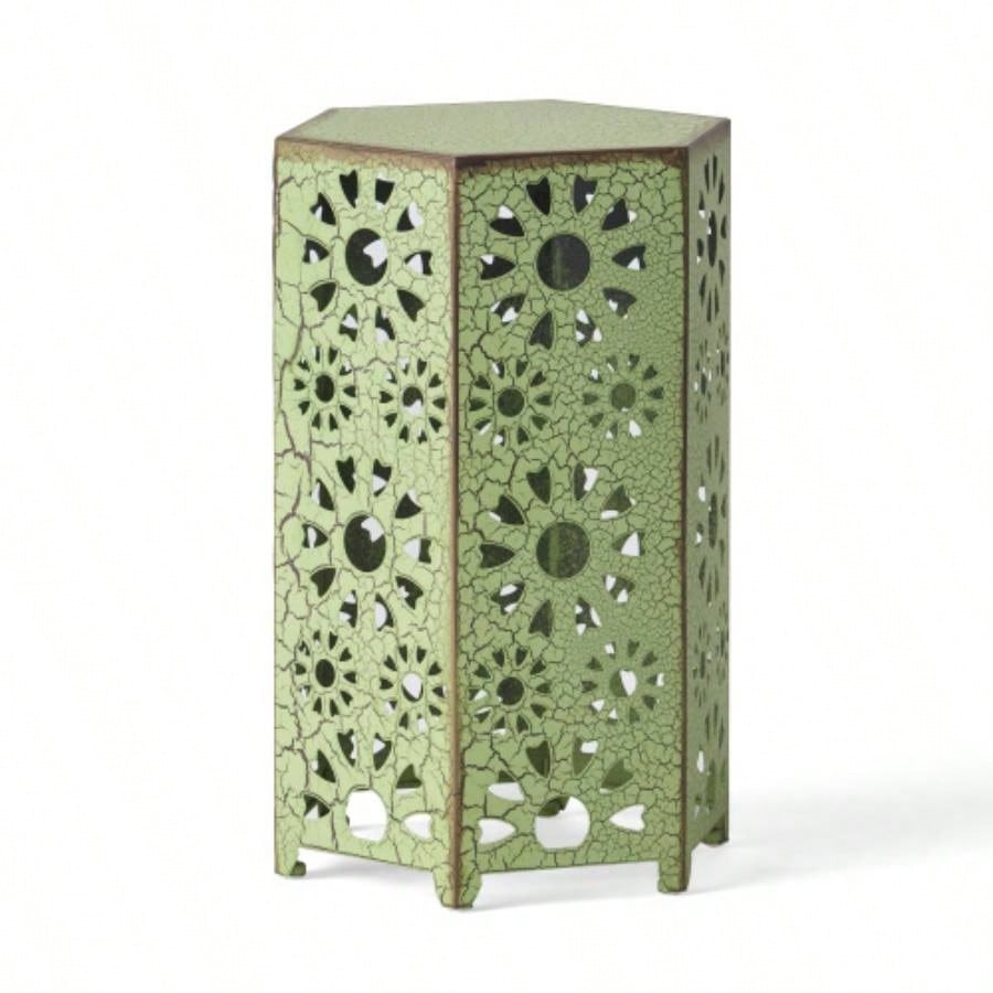 Galore 14 Side Table with Sunburst Cut Out Design, Green