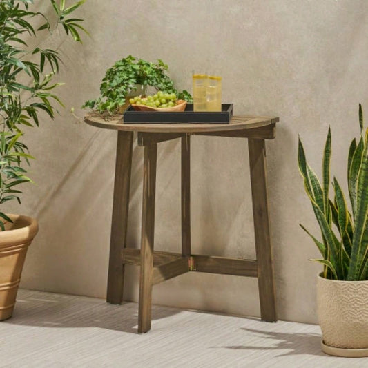 Outdoor Half - Round Folding Acacia Wood Bistro Table,