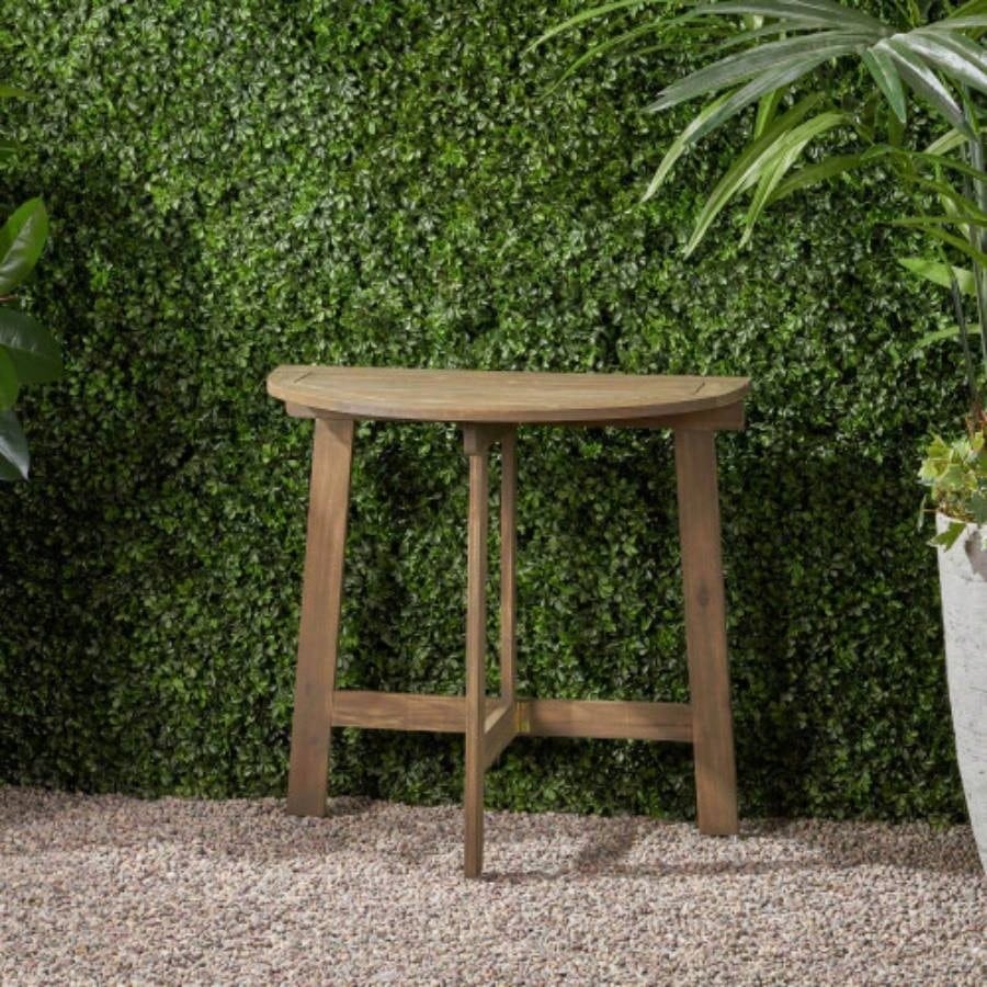 Outdoor Half - Round Folding Acacia Wood Bistro Table,