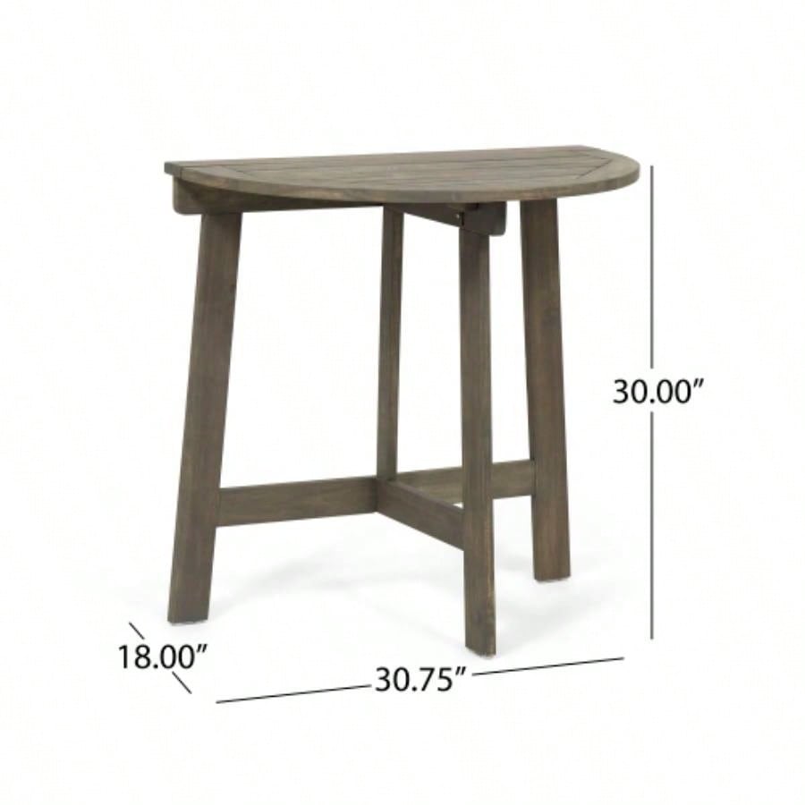 Outdoor Half - Round Folding Acacia Wood Bistro Table,