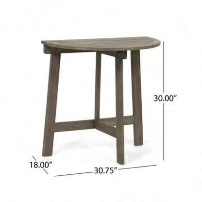 Outdoor Half - Round Folding Acacia Wood Bistro Table,