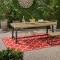 Outdoor Acacia Wood Dining Table, Rustic Metal