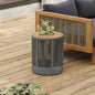 Outdoor Rattan rope Acacia Wood Side Table - Patio Balcony Furniture Garden, Yard, Balcony - Weather ResistantRope Beige, Natural Iron