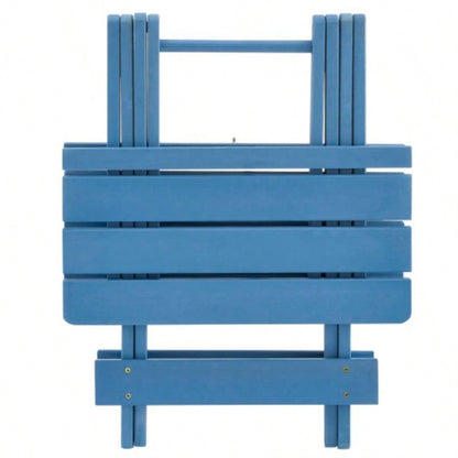 Folding Square Table Patio Outdoor solid wood Table Backyard, Balcony, Portable Design Space - Saving Blue Color