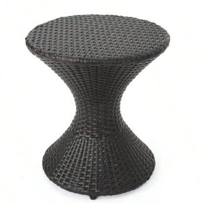 Outdoor 16 - inch Multi - brown Wicker Hourgla Side Table