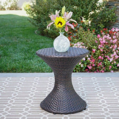 Outdoor 16 - inch Multi - brown Wicker Hourgla Side Table