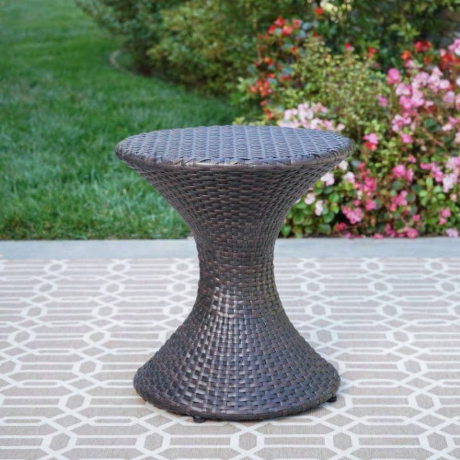 Outdoor 16 - inch Multi - brown Wicker Hourgla Side Table