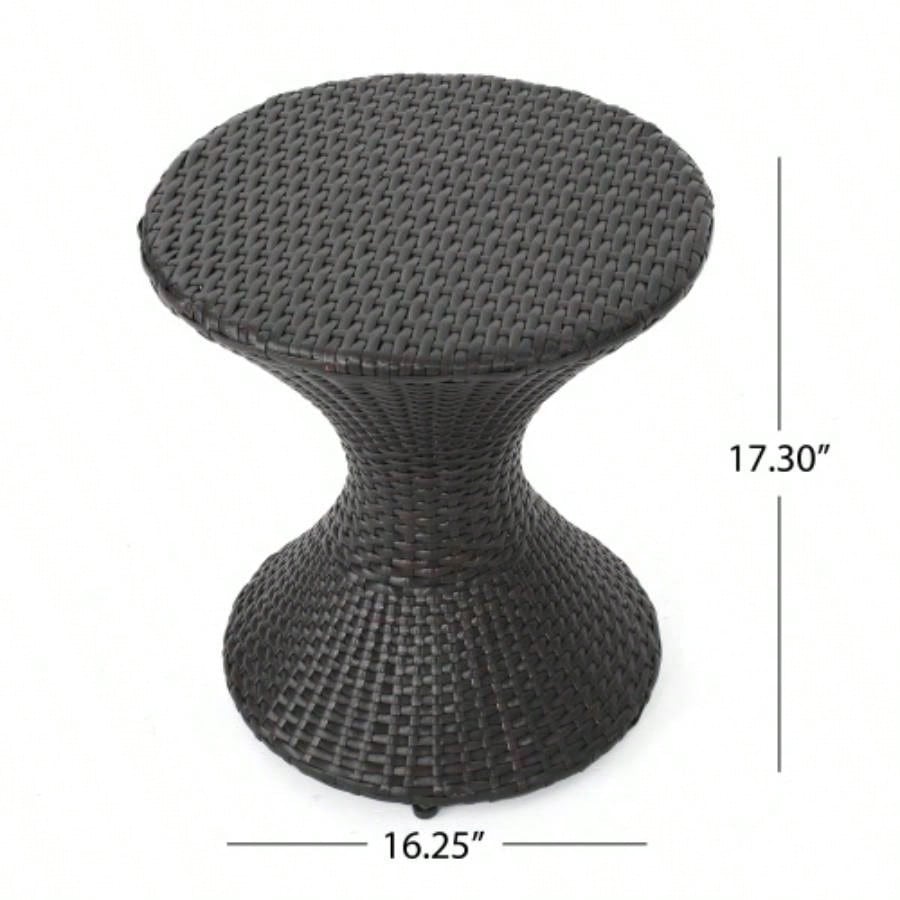 Outdoor 16 - inch Multi - brown Wicker Hourgla Side Table