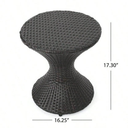 Outdoor 16 - inch Multi - brown Wicker Hourgla Side Table
