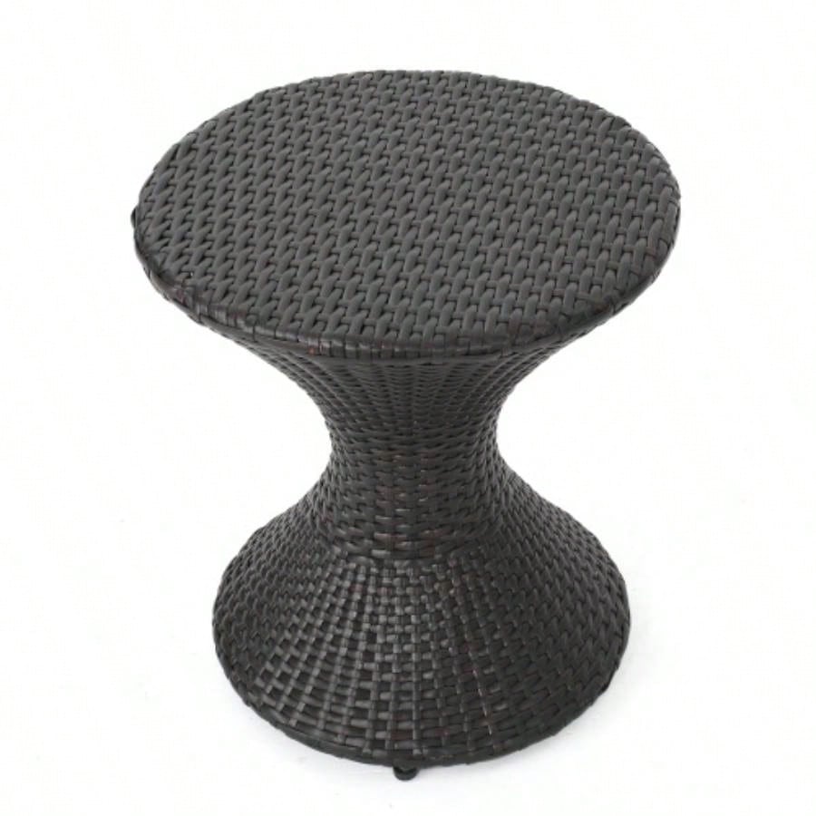 Outdoor 16 - inch Multi - brown Wicker Hourgla Side Table