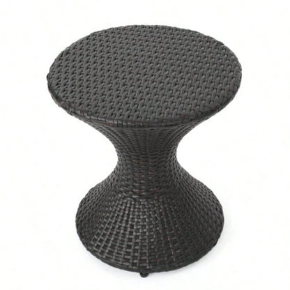 Outdoor 16 - inch Multi - brown Wicker Hourgla Side Table