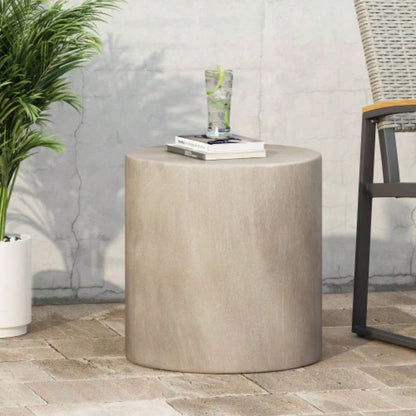 Outdoor LightWeight Concrete Side Table, Light Gray