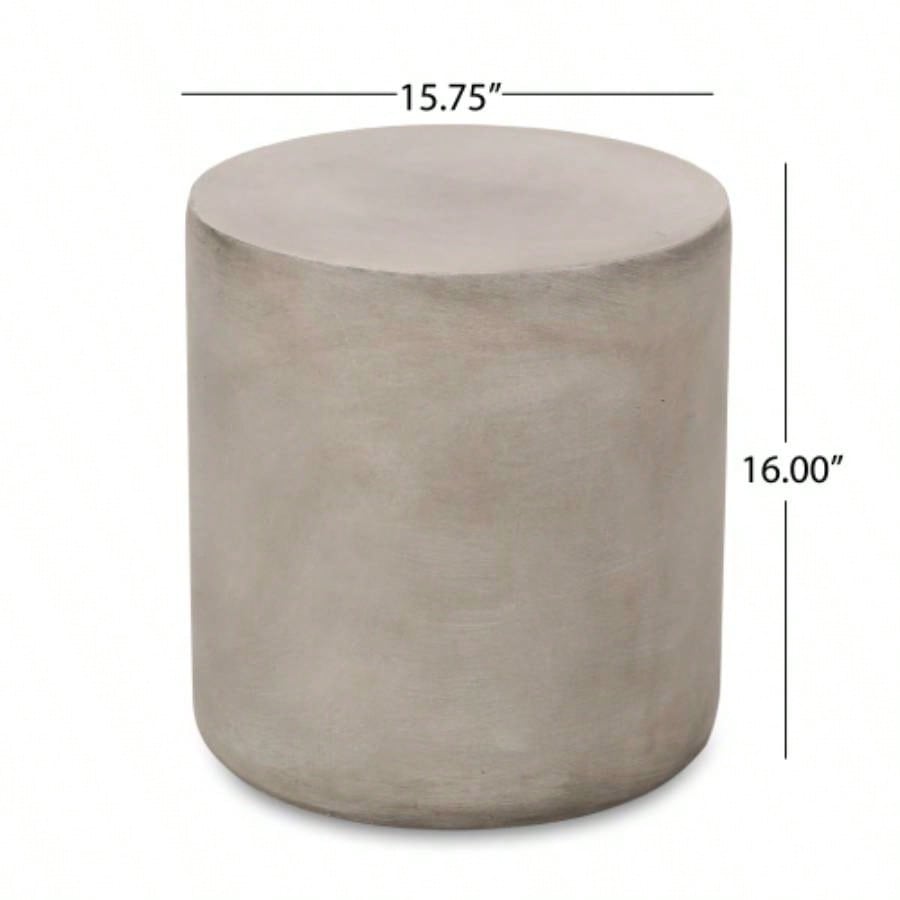 Outdoor LightWeight Concrete Side Table, Light Gray