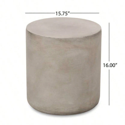 Outdoor LightWeight Concrete Side Table, Light Gray