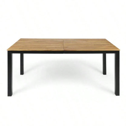 Rectangular Outdoor Dining Table, 71L Acacia Wood Patio Table, Outdoor Farmhouse Bistro Table Yard, Garden, Poolside, Deck