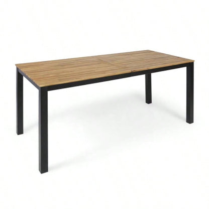 Rectangular Outdoor Dining Table, 71L Acacia Wood Patio Table, Outdoor Farmhouse Bistro Table Yard, Garden, Poolside, Deck