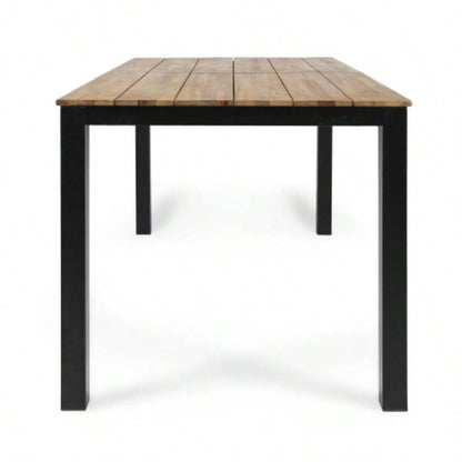 Rectangular Outdoor Dining Table, 71L Acacia Wood Patio Table, Outdoor Farmhouse Bistro Table Yard, Garden, Poolside, Deck