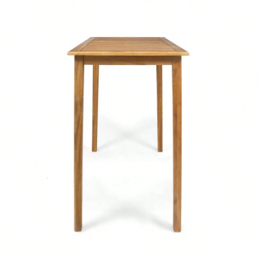 Outdoor Minimalist Acacia Wood Rectangle Bar Table - Teak