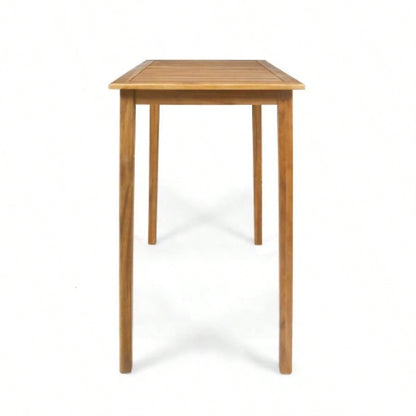 Outdoor Minimalist Acacia Wood Rectangle Bar Table - Teak