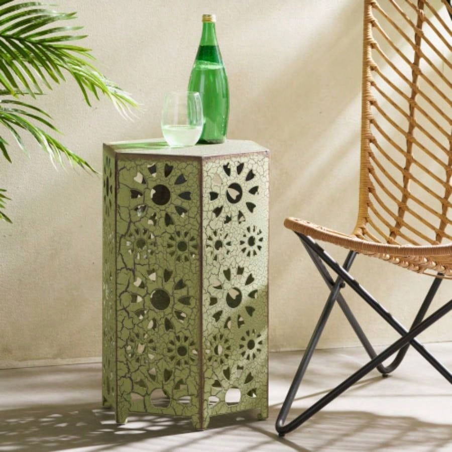 Galore 14 Side Table with Sunburst Cut Out Design, Green
