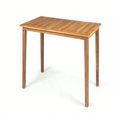 Outdoor Minimalist Acacia Wood Rectangle Bar Table - Teak
