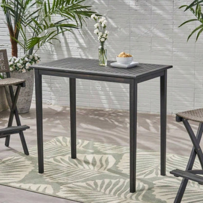 Outdoor Minimalist Acacia Wood Rectangle Bar Table - Teak