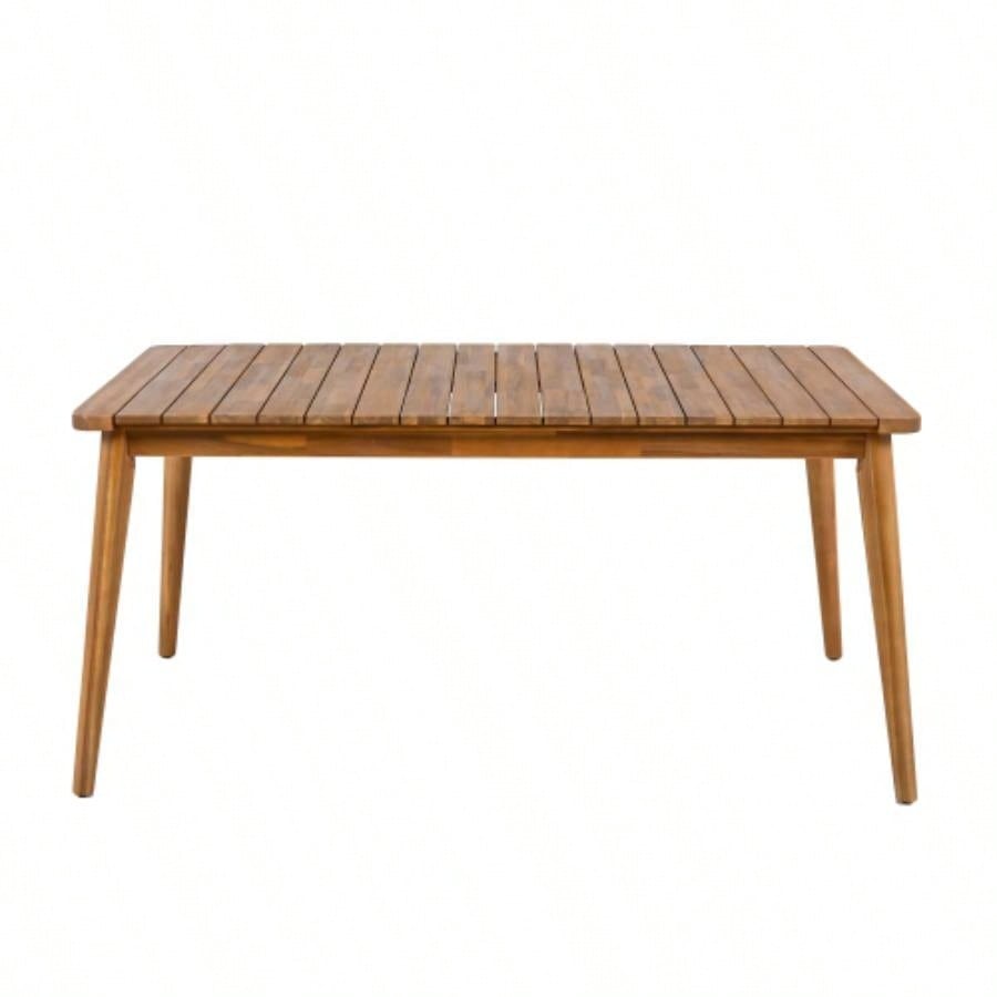 Acacia Wood Dining Table 6 - Person Outdoor Table, Farmhouse Furniture Patio, Garden, Backyard, Teak 180 LBS Weight Capacity 63L