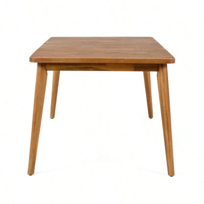 Acacia Wood Dining Table 6 - Person Outdoor Table, Farmhouse Furniture Patio, Garden, Backyard, Teak 180 LBS Weight Capacity 63L