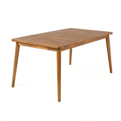 Acacia Wood Dining Table 6 - Person Outdoor Table, Farmhouse Furniture Patio, Garden, Backyard, Teak 180 LBS Weight Capacity 63L