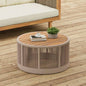 Outdoor Rattan rope Acacia Wood Coffee Table - Patio Balcony Furniture Garden, Yard, Balcony - Weather ResistantRope Beige, Natural Iron