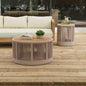 Outdoor Rattan rope Acacia Wood Coffee Table - Patio Balcony Furniture Garden, Yard, Balcony - Weather ResistantRope Beige, Natural Iron