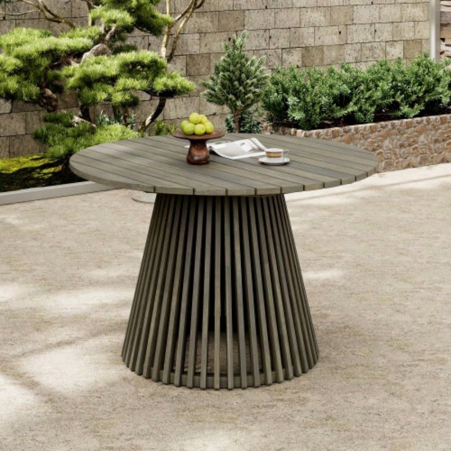 Outdoor Acacia Wood Patio Dining Table, 47.25 - inch - large round dining table, Backyard, Lawn, Balcony,