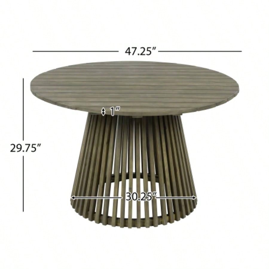 Outdoor Acacia Wood Patio Dining Table, 47.25 - inch - large round dining table, Backyard, Lawn, Balcony,
