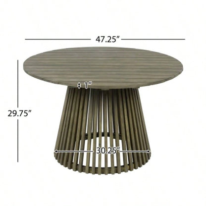 Outdoor Acacia Wood Patio Dining Table, 47.25 - inch - large round dining table, Backyard, Lawn, Balcony,