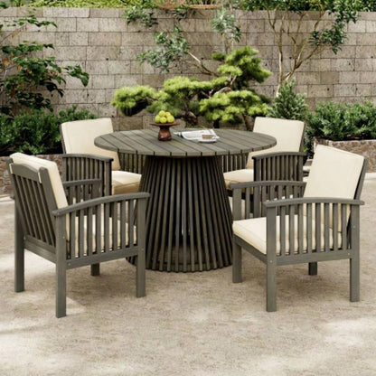 Outdoor Acacia Wood Patio Dining Table, 47.25 - inch - large round dining table, Backyard, Lawn, Balcony,