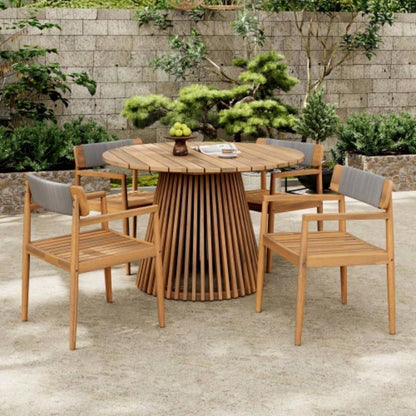 Outdoor Acacia Wood Patio Dining Table, 47.25 - inch - large round dining table, Backyard, Lawn, Balcony,
