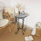 Patio Side Table with Shelf, Brown+Black