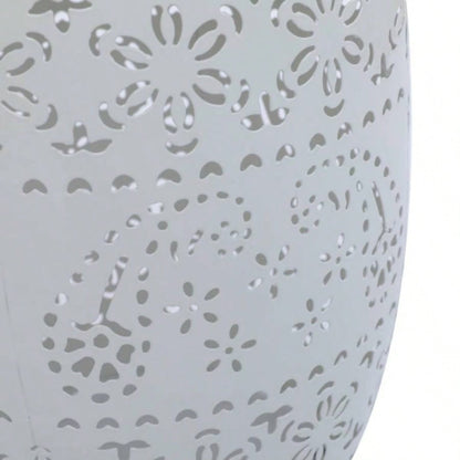 Side Table with Built - in Battery, Stunning Flower Pattern at Night, Friendly and Energy Efficient Outdoor Furniture, Patios Gardens and BackyardsWhite